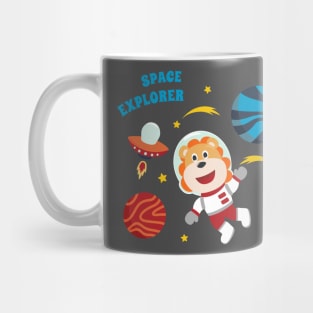 Space tiger or astronaut in a space suit with cartoon style. Mug